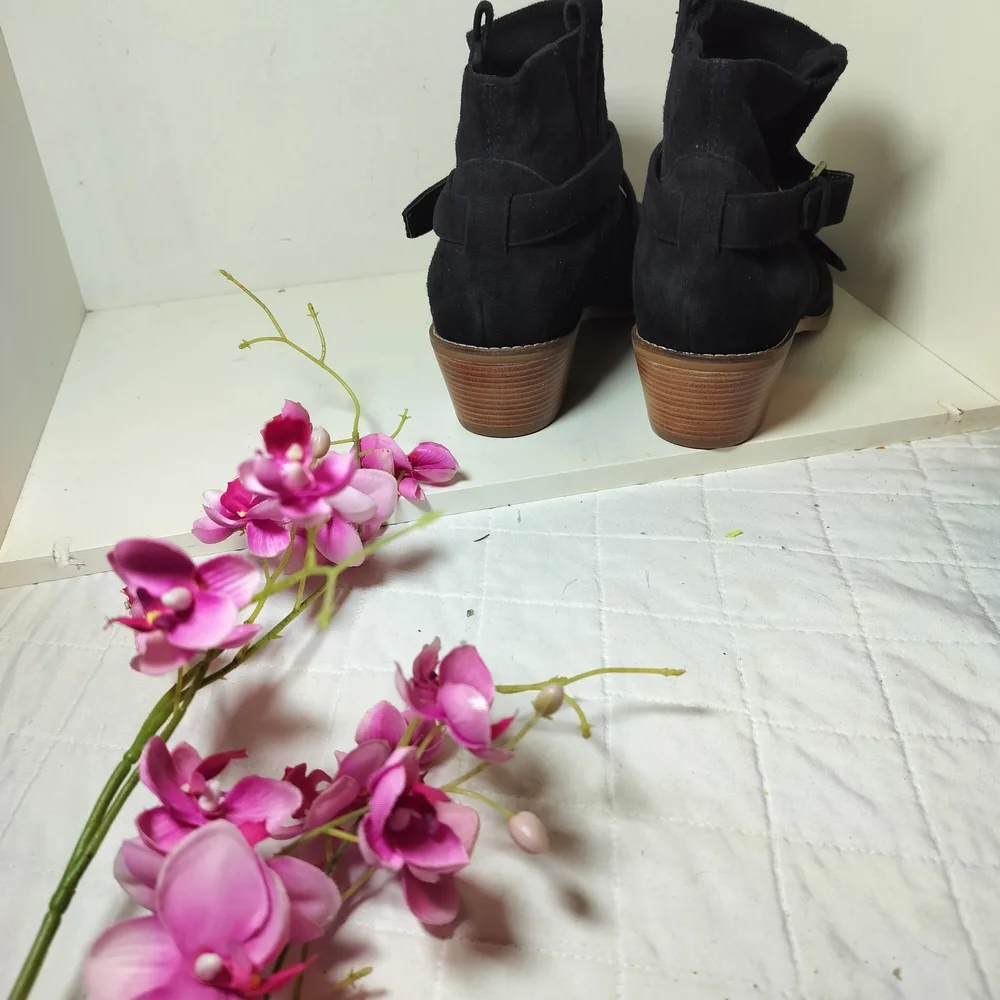 Cole Haan Black Ankle Booties with Buckle - Picture 3 of 4